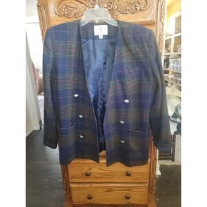 VTG Womens Pendleton Blackwatch Plaid Blazer Double Breasted SZ 10  Virgin Wool